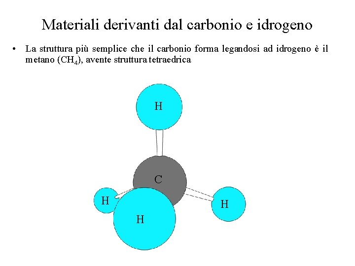 Materiali derivanti dal carbonio e idrogeno • La struttura più semplice che il carbonio