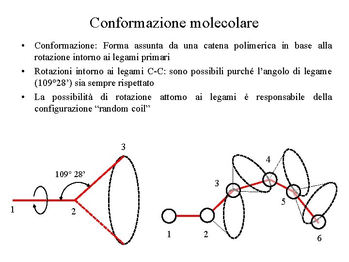 Conformazione molecolare • Conformazione: Forma assunta da una catena polimerica in base alla rotazione