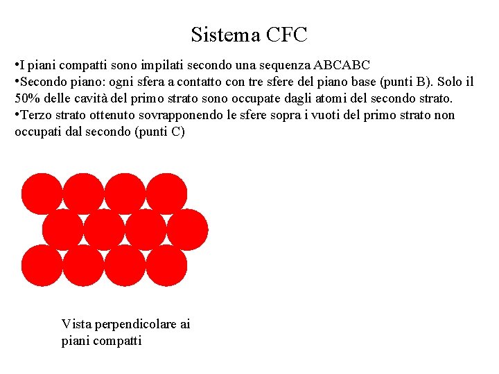 Sistema CFC • I piani compatti sono impilati secondo una sequenza ABCABC • Secondo