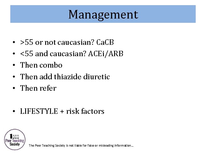 Management • • • >55 or not caucasian? Ca. CB <55 and caucasian? ACEi/ARB