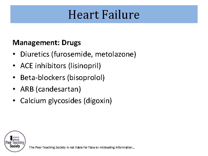 Heart Failure Management: Drugs • Diuretics (furosemide, metolazone) • ACE inhibitors (lisinopril) • Beta-blockers