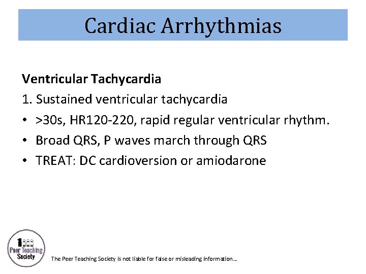 Cardiac Arrhythmias Ventricular Tachycardia 1. Sustained ventricular tachycardia • >30 s, HR 120 -220,