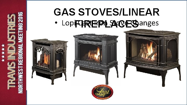 GAS STOVES/LINEAR • Lopi. FIREPLACES Cast Iron Stove Changes GAS STOVES/LINEAR • Lopi. FIREPLACES Cast Iron Stove Changes