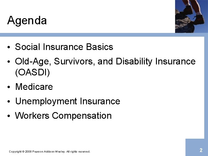 Agenda • Social Insurance Basics • Old-Age, Survivors, and Disability Insurance (OASDI) • Medicare