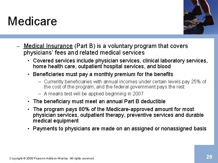 Medicare – Medical Insurance (Part B) is a voluntary program that covers physicians’ fees