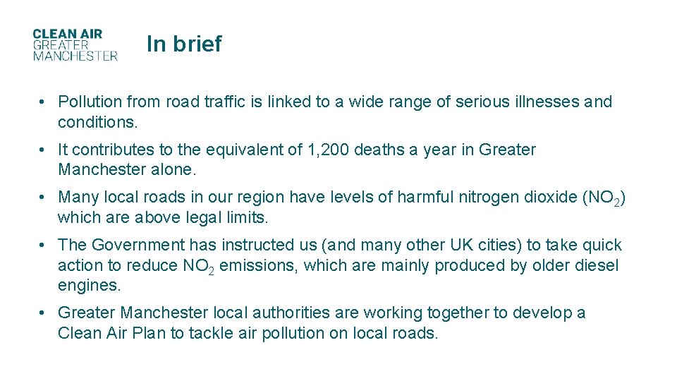In brief • Pollution from road traffic is linked to a wide range of In brief • Pollution from road traffic is linked to a wide range of