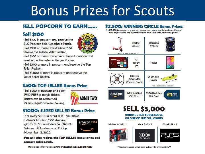 Bonus Prizes for Scouts 