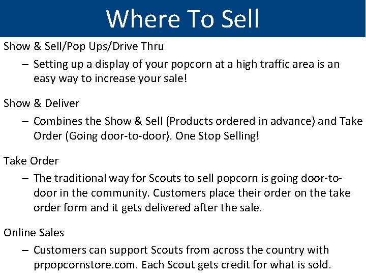 Where To Sell Show & Sell/Pop Ups/Drive Thru – Setting up a display of