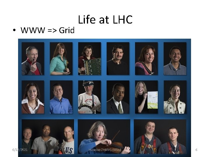  • WWW => Grid 6/12/2021 Life at LHC Huaqiao ZHANG (MSU) 6 