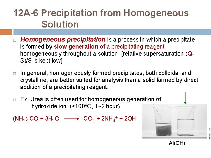 12 A-6 Precipitation from Homogeneous Solution Homogeneous precipitation is a process in which a