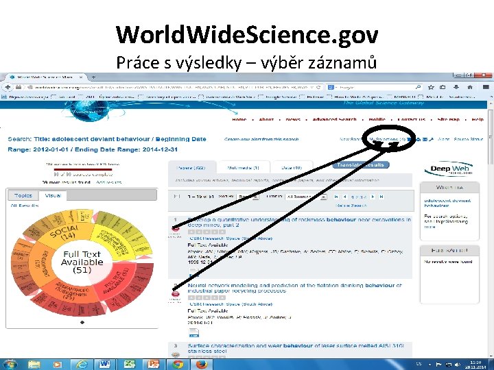 World. Wide. Science. gov Práce s výsledky – výběr záznamů 