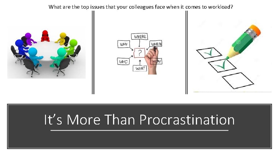 What are the top issues that your colleagues face when it comes to workload?