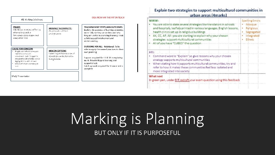 Marking is Planning BUT ONLY IF IT IS PURPOSEFUL 