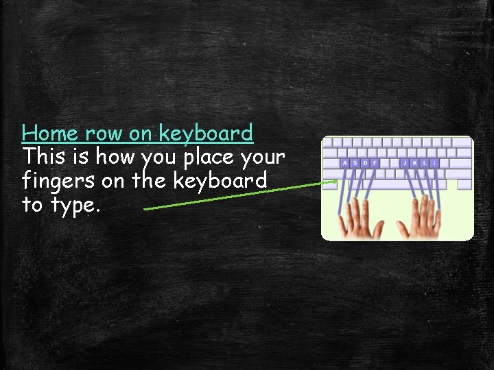 Home row on keyboard This is how you place your fingers on the keyboard