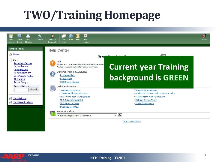 TWO/Training Homepage If your background is Current year Training BLUE, you’re in the background