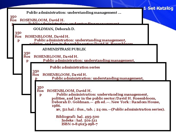 350 Ros p Public administration: understanding management. . . 1 Set Katalog ROSENBLOOM, David