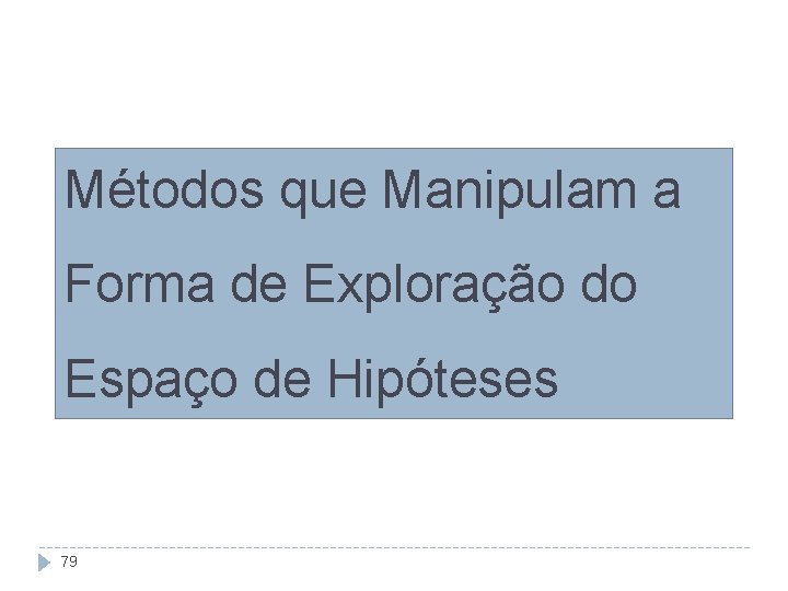 Métodos que Manipulam a Forma de Exploração do Espaço de Hipóteses 79 