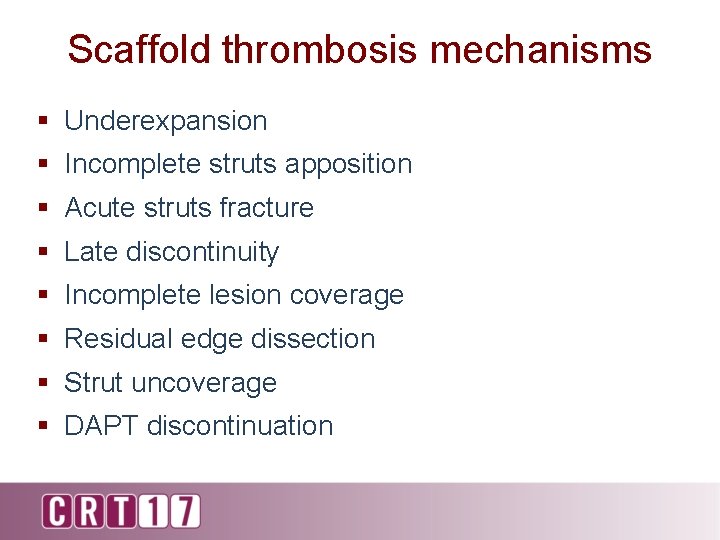 Session Challenges with BRS technology Scaffold Thrombosis incidence