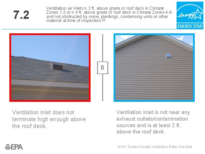 7. 2 Ventilation air inlets ≥ 2 ft. above grade or roof deck in