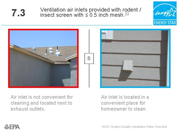 7. 3 Ventilation air inlets provided with rodent / insect screen with ≤ 0.