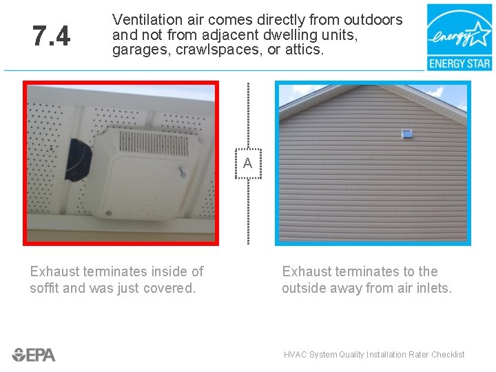 7. 4 Ventilation air comes directly from outdoors and not from adjacent dwelling units,