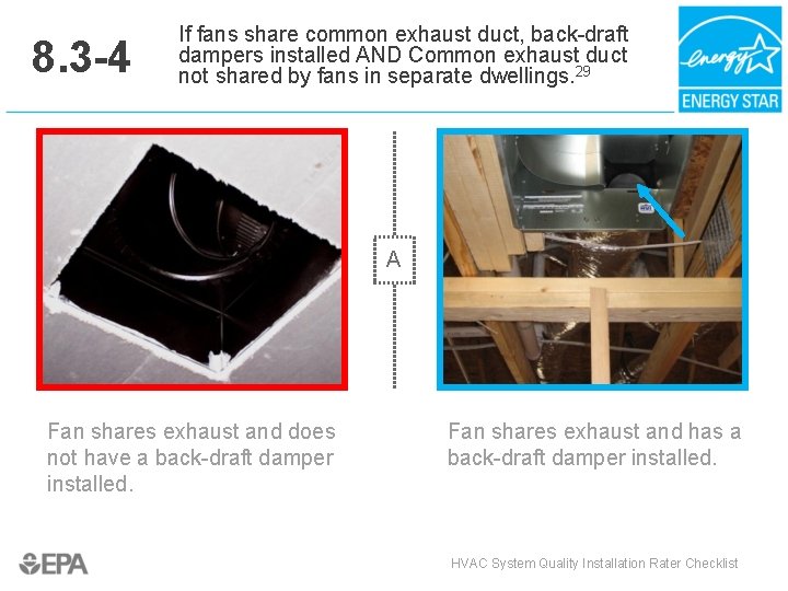 8. 3 -4 If fans share common exhaust duct, back-draft dampers installed AND Common