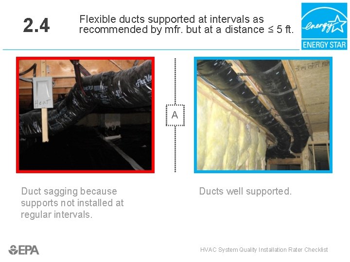 2. 4 Flexible ducts supported at intervals as recommended by mfr. but at a