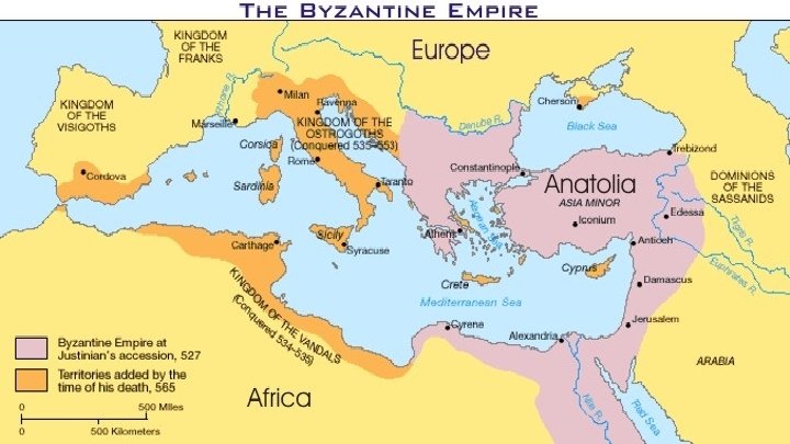 ➢ The Byzantine empire reached its greatest size under the emperor Justinian, who ruled