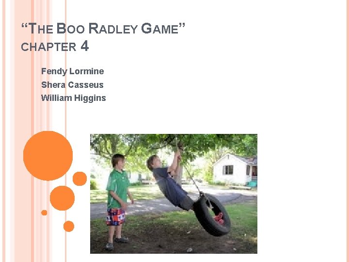 “THE BOO RADLEY GAME” CHAPTER 4 Fendy Lormine Shera Casseus William Higgins 