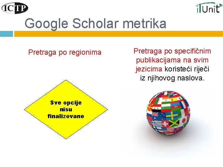 Google Scholar metrika Pretraga po regionima Sve opcije nisu finalizovane Pretraga po specifičnim publikacijama