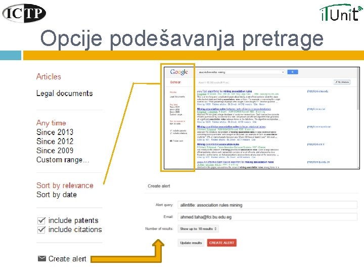 Opcije podešavanja pretrage Opcije podešavanja pretrage