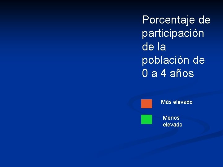 Porcentaje de participación de la población de 0 a 4 años Más elevado Menos