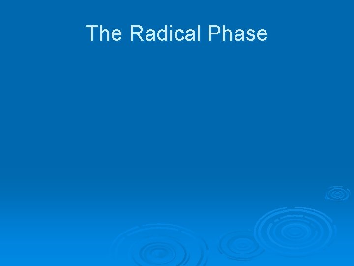 The Radical Phase 