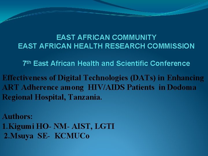 EAST AFRICAN COMMUNITY EAST AFRICAN HEALTH RESEARCH COMMISSION