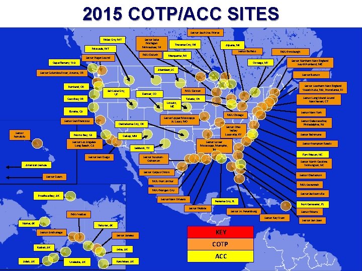 2015 COTP/ACC SITES Sector Sault Ste. Marie Miles City, MT Sector Lake Michigan Milwaukee,