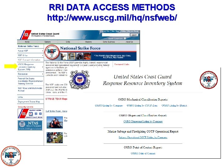 RRI DATA ACCESS METHODS http: //www. uscg. mil/hq/nsfweb/ 