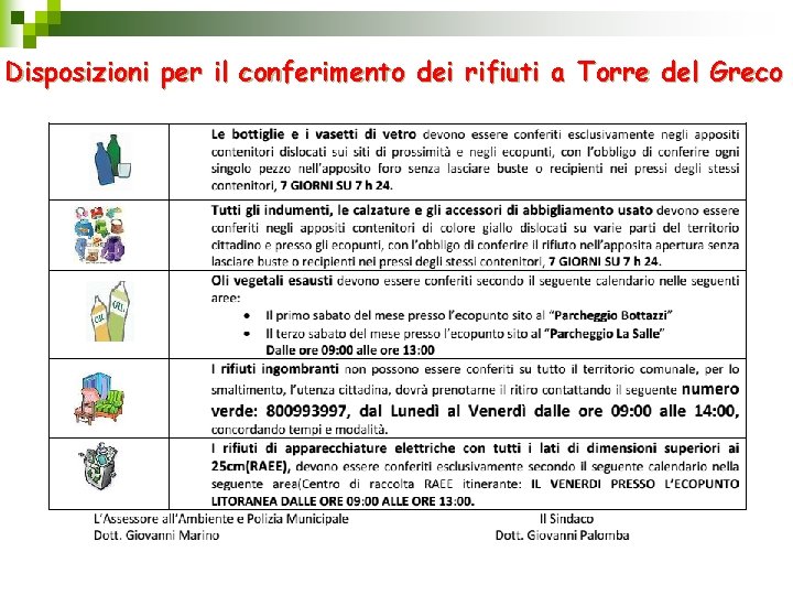 Disposizioni per il conferimento dei rifiuti a Torre del Greco 