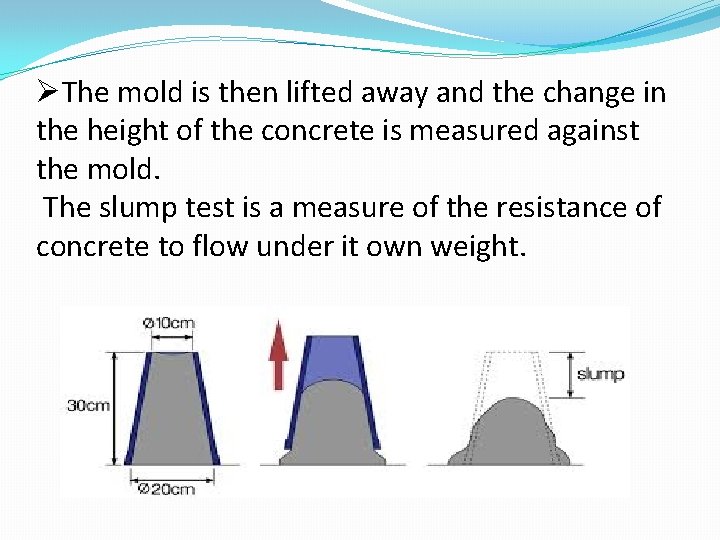 ØThe mold is then lifted away and the change in the height of the