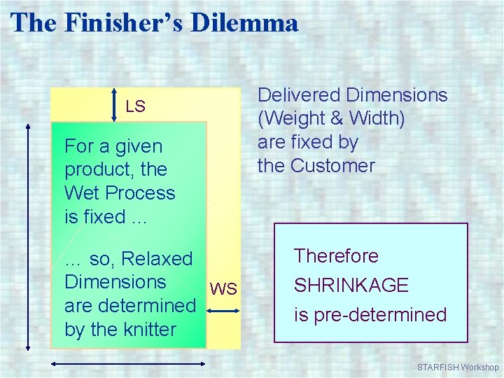 The Finisher’s Dilemma LS For a given product, the Wet Process is fixed …