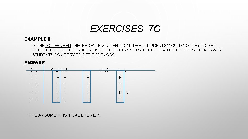 EXERCISES 7 G EXAMPLE II IF THE GOVERNMENT HELPED WITH STUDENT LOAN DEBT, STUDENTS