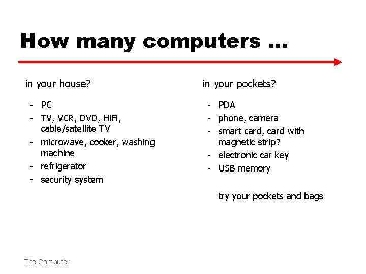 How many computers … in your house? - PC - TV, VCR, DVD, Hi.