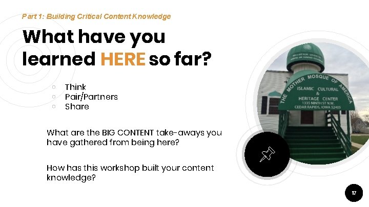 Part 1: Building Critical Content Knowledge What have you learned HERE so far? ￮