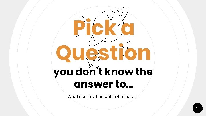 Pick a Question you don’t know the answer to. . . What can you