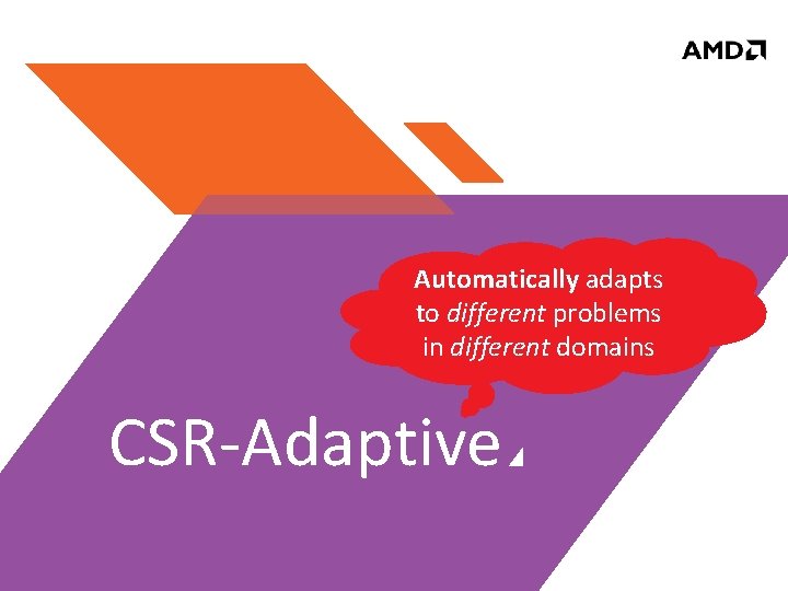 Automatically adapts to different problems in different domains CSR-Adaptive 