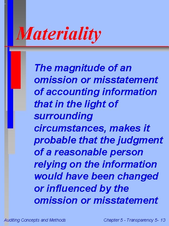 Materiality The magnitude of an omission or misstatement of accounting information that in the Materiality The magnitude of an omission or misstatement of accounting information that in the