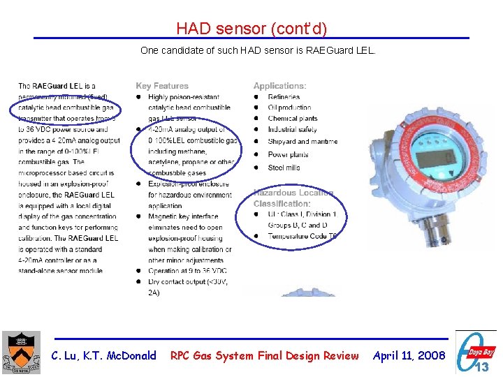 Had Sensor Daya Bay RPC gas system fire safety issue