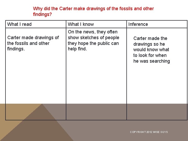 Why did the Carter make drawings of the fossils and other findings? What I