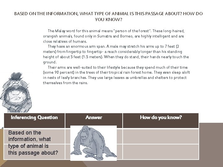 BASED ON THE INFORMATION, WHAT TYPE OF ANIMAL IS THIS PASSAGE ABOUT? HOW DO