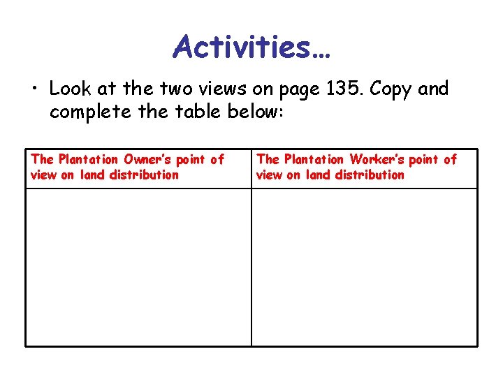 Activities… • Look at the two views on page 135. Copy and complete the