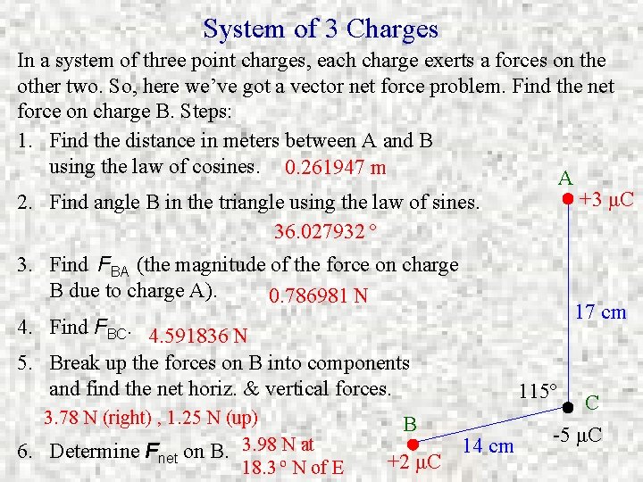 System of 3 Charges In a system of three point charges, each charge exerts